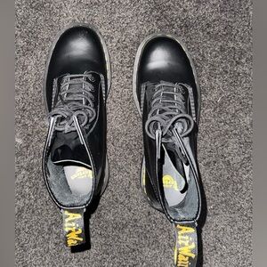 Dr. Martens Black and Yellow Lace-Up Boots